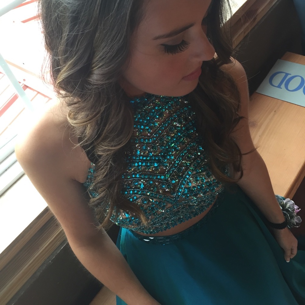 Sherri Hill Two Piece Jade Prom Dress